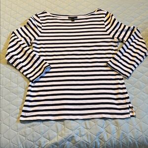 J. Crew Navy and White Striped Tee 3/4 sleeves 
SZ S
